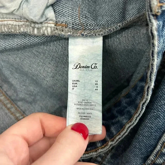 Denim Co. Medium Wash Blue High Waisted Cotton Straight Leg Jeans Size 8 - Picture 8 of 9